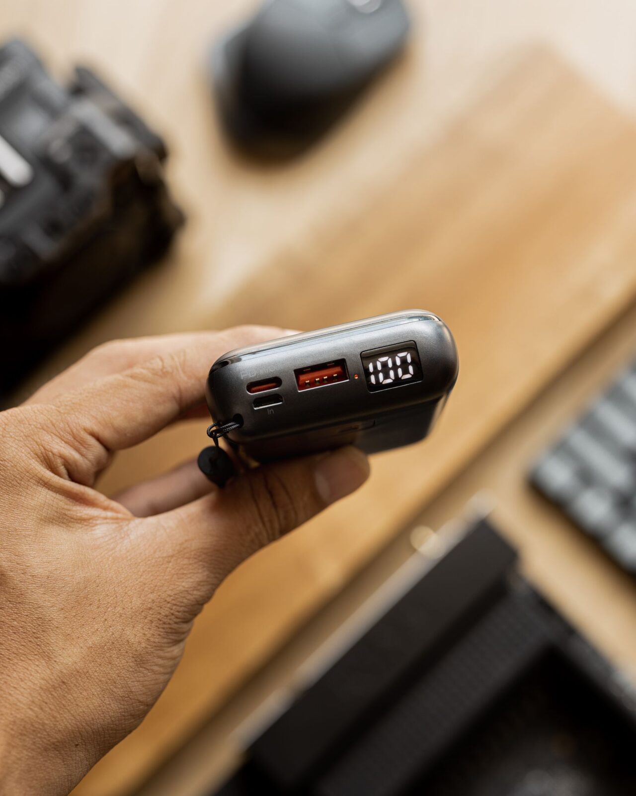A portable power station providing home backup power indoors