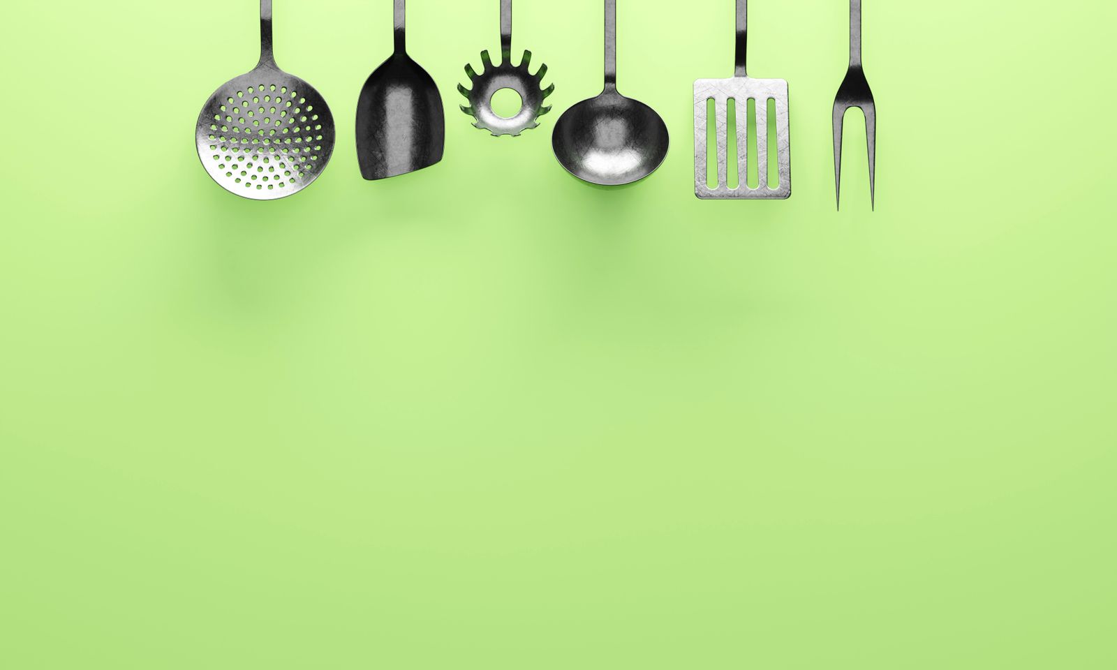 Kitchen cooking utensils organized together