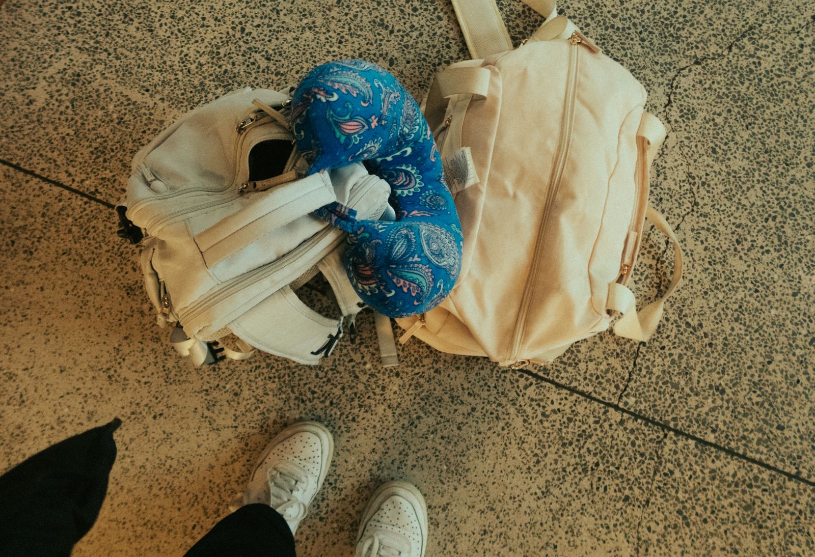 A plush memory foam U-shaped travel neck pillow