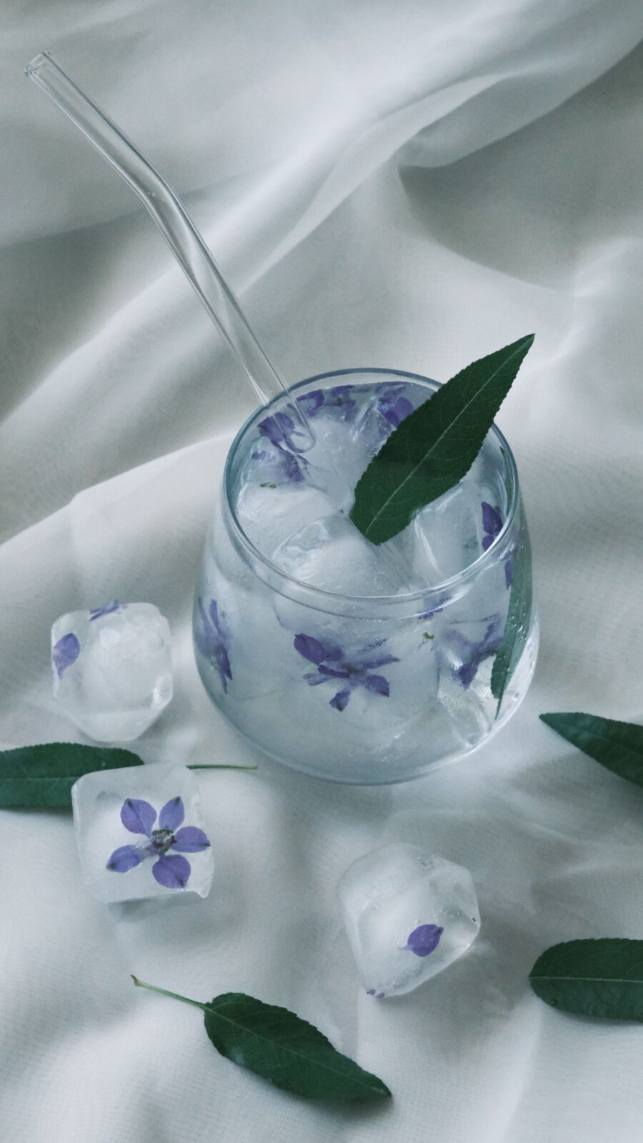 A refreshing glass of water filled with ice cubes