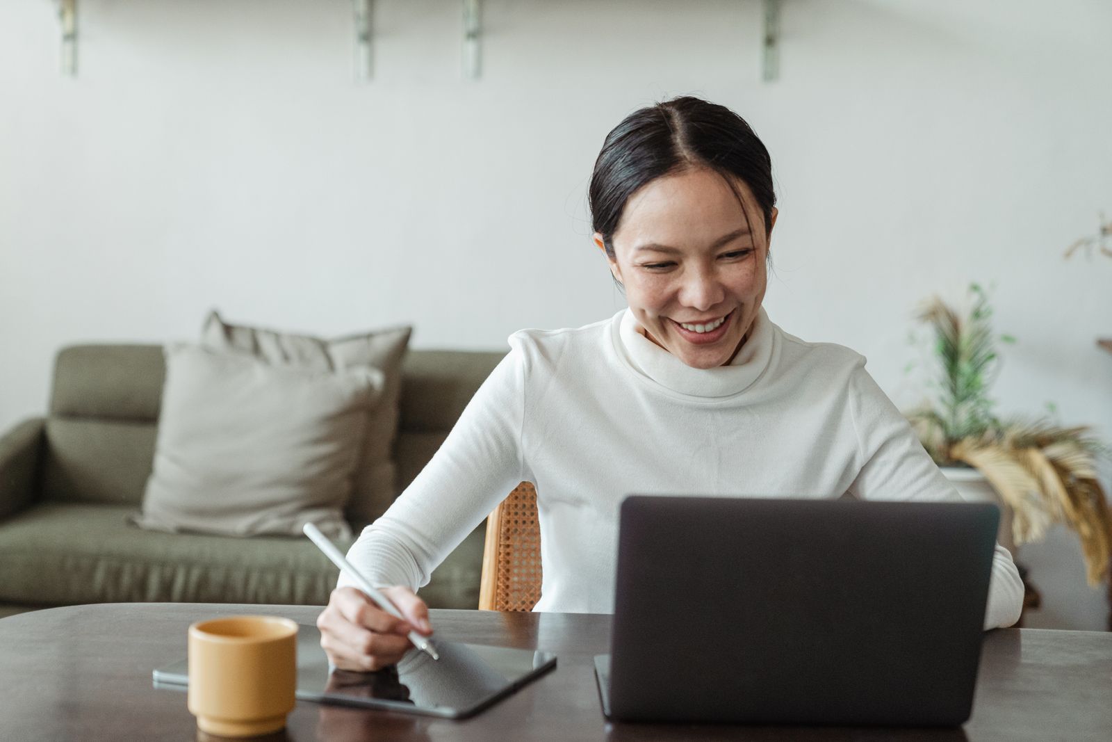 Person on a video call in a home office
