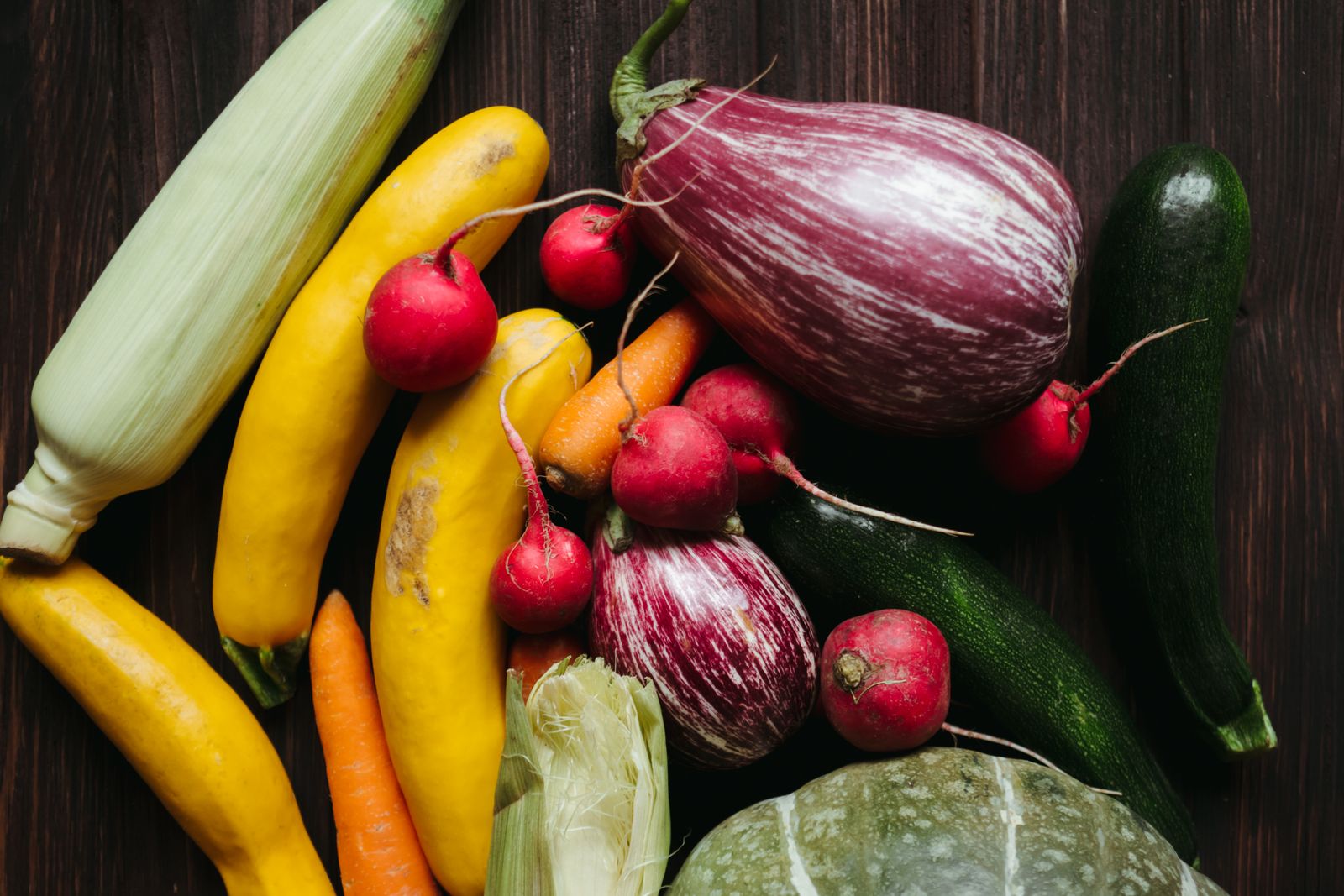Assortment of fresh colorful vegetables on a table