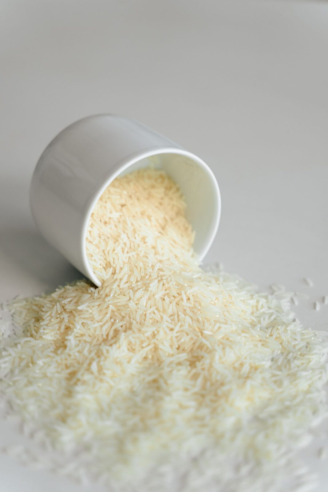 Rice cooker open on a counter revealing fluffy steaming white rice